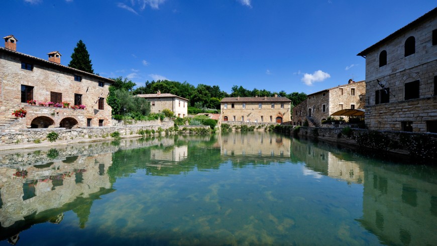Kostenlose Thermen in Bagno Vignoni, Toskana.